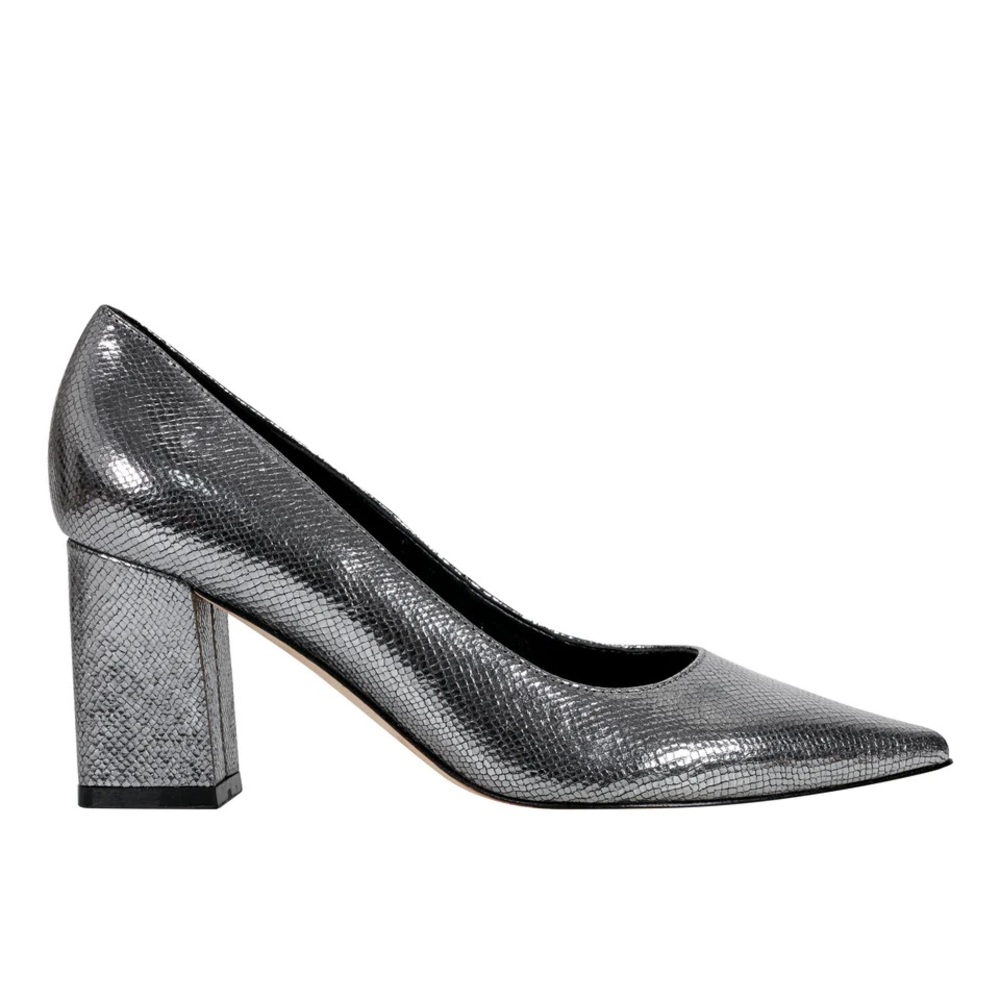 Marc Fisher Zala Metallic Silver Block Heels